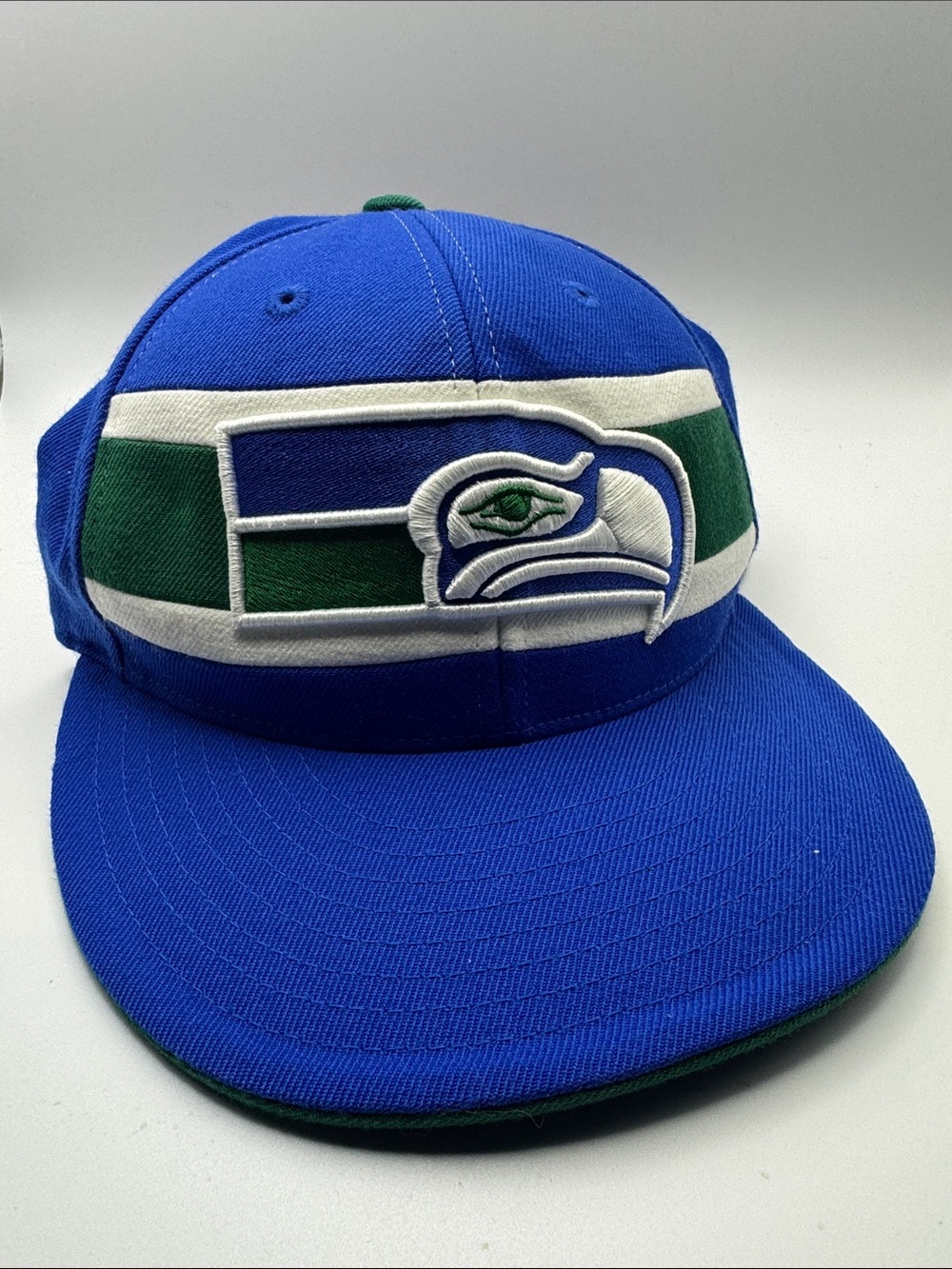 Mitchell & Ness Seattle Seahawks Royal Blue Green White Logo Hat
